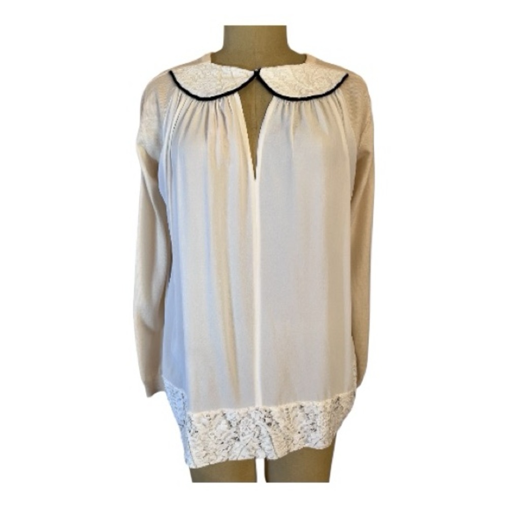 No 21 Wool w/Silk Lace Tunic Sweater with Black Trim